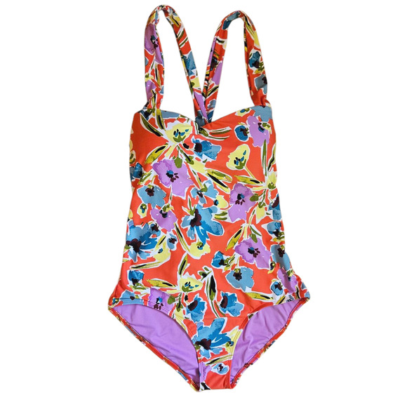 NEW! Anne Cole Floral One Piece Swim Wear Multicolor Women's Size 8 - Picture 1 of 9